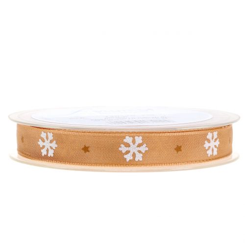Floristik24 Fita de Natal com floco de neve laranja 15mm 20m