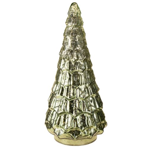 Árvore de Natal com iluminação LED vintage verde ouro 38cm