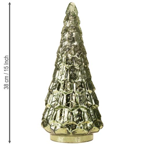 Itens Árvore de Natal com iluminação LED vintage verde ouro 38cm