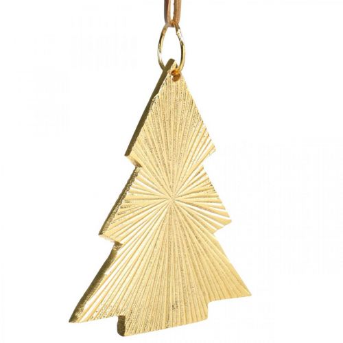 Itens Árvore de Natal de metal ouro 8x10cm para pendurar 3 unidades.