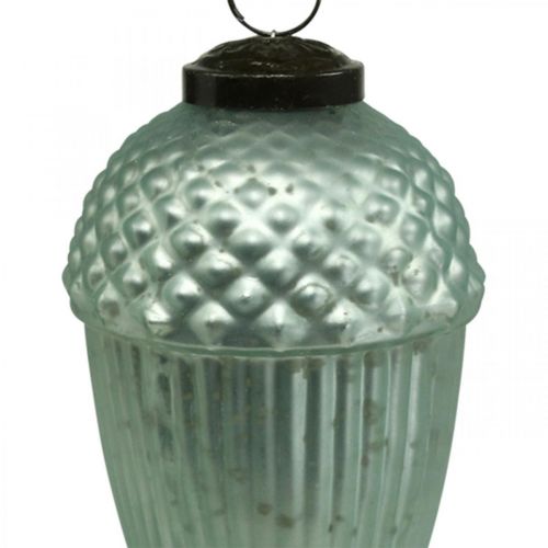 Floristik24 Enfeites de árvore de Natal bolota vidro menta 11-14,5 cm conjunto de 3