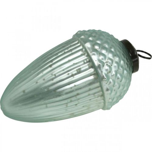 Floristik24 Enfeites de árvore de Natal bolota vidro menta 11-14,5 cm conjunto de 3