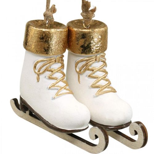 Floristik24 Decoração da árvore de Natal patins de gelo dourado, branco 10×8×3cm 2 pares