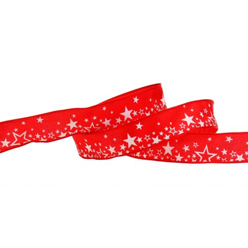 Floristik24 Fita de Natal com estrela vermelha 25mm 25m