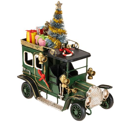 Floristik24 Carro de decoração de Natal Carro de Natal vintage verde 15×7×16cm