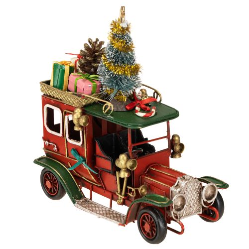 Floristik24 Carro de decoração de Natal Carro de Natal vintage vermelho 15×7×16cm