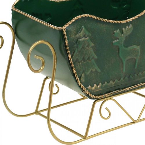 Itens Decoração de natal trenó decorativo trenó de natal verde/dourado 30×12,5×20cm