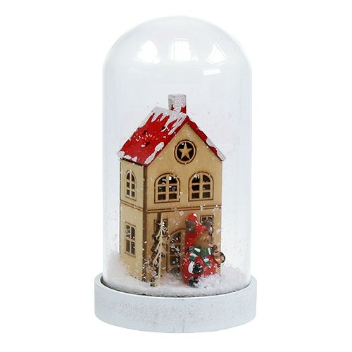 Floristik24 Casa de decoração de natal com campânula de vidro Ø9cm A16.5cm