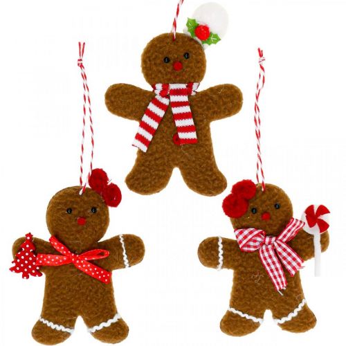 Floristik24 Pingente de homem de gengibre para decoração de natal H9/10,5 cm 3 unidades
