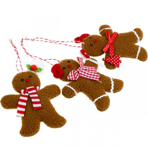 Floristik24 Pingente de homem de gengibre para decoração de natal H9/10,5 cm 3 unidades