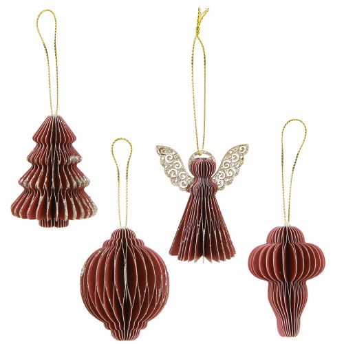 Itens Decoração de Natal enfeites de árvore de papel Bordeaux 6cm 12 un