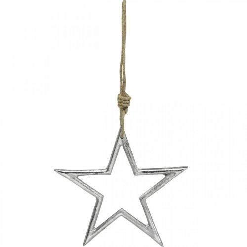 Floristik24 Estrela de decoração de natal, decoração do advento, pingente de estrela prata W15,5cm
