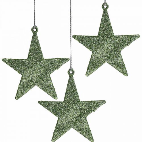 Pingente estrela de decoração de natal com brilho de menta 10cm 12pcs