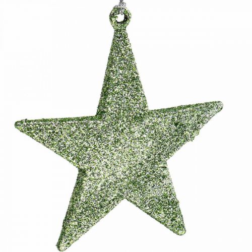 Floristik24 Decoração de natal pingente estrela menta glitter 10cm 12uds