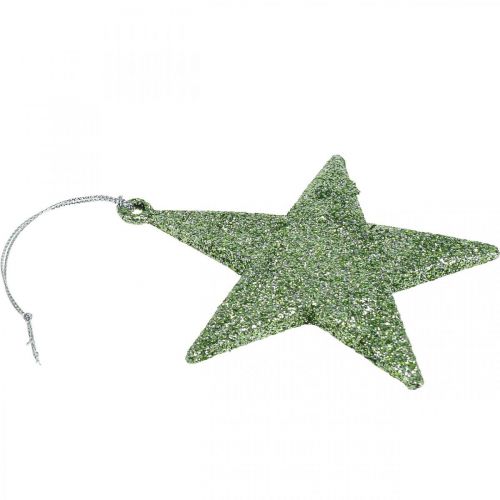 Floristik24 Decoração de natal pingente estrela menta glitter 10cm 12uds