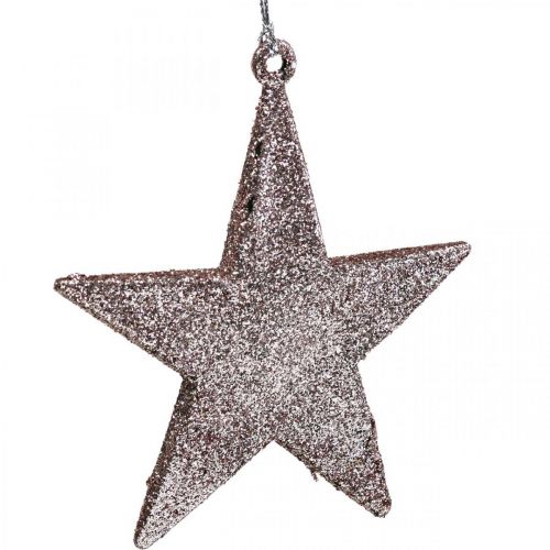 Itens Pingente de estrela de decoração de natal glitter rosa 10cm 12uds