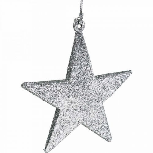 Itens Decoração de natal pingente de estrela prata glitter 9cm 12uds