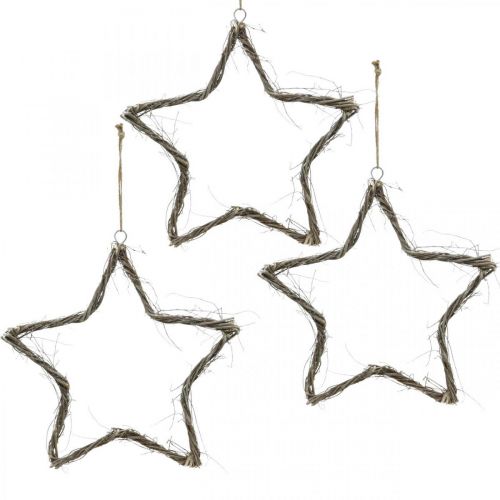 Estrela de decoração de natal estrelas lavadas de branco para pendurar olmo 30 cm 4 peças
