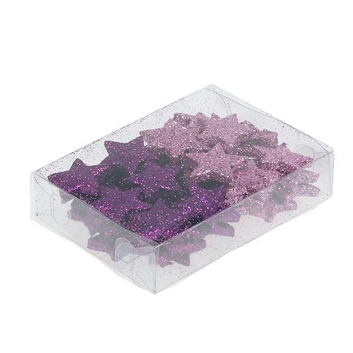 Floristik24 Estrela de decoração de Natal 2,5 cm mica rosa, roxa 48 unidades