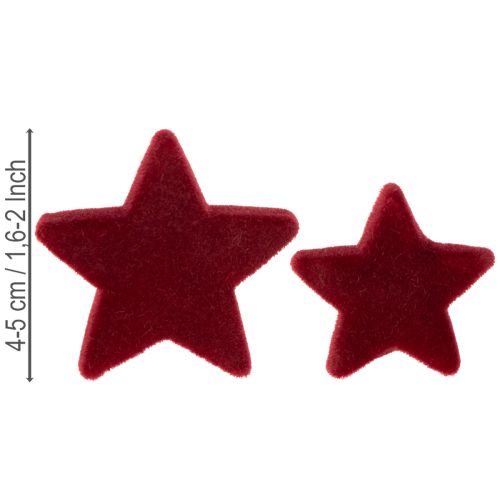 Decorações de Natal, estrelas, flocadas na cor bordô, decoração de mesa, 4-5 cm, 40 peças | Floristik24.pt