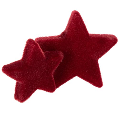 Decorações de Natal, estrelas, flocadas na cor bordô, decoração de mesa, 4-5 cm, 40 peças | Floristik24.pt