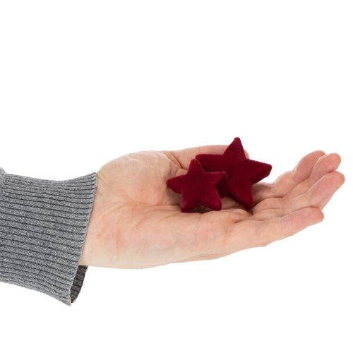 Decorações de Natal, estrelas, flocadas na cor bordô, decoração de mesa, 4-5 cm, 40 peças | Floristik24.pt