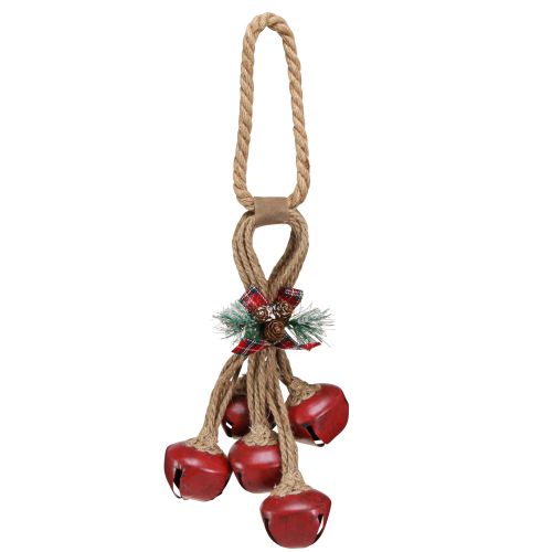 Itens Decoração de Natal para pendurar sinos vermelhos com laço 51cm