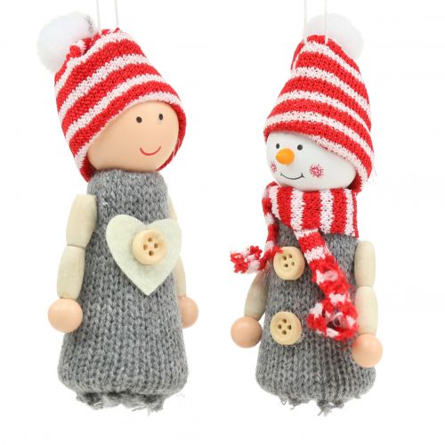 Floristik24 Figuras para decoração de natal 10cm cinza vermelho 6uds