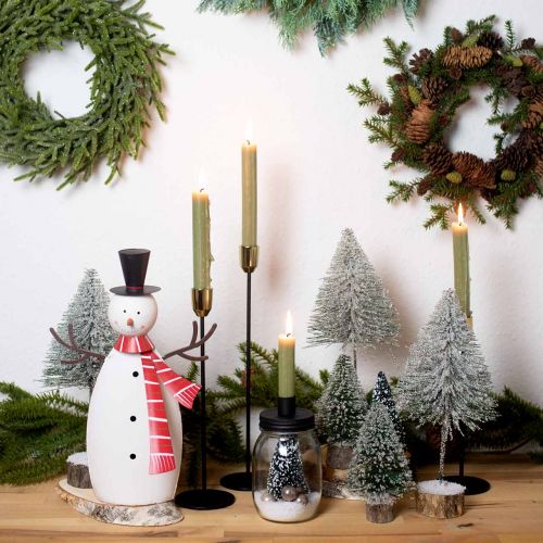 Itens Decoração de Natal, boneco de neve com cachecol, decoração de metal para o inverno H33cm