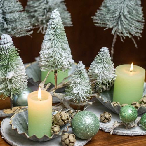 Floristik24 Decoração de Natal Árvore de Natal com clipes de neve verdes Alt.13/19cm 4 peças