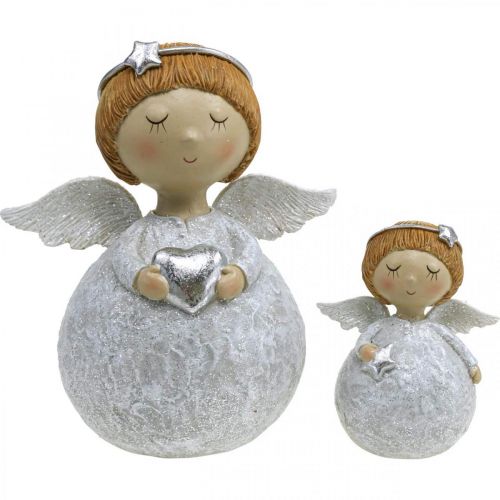 Floristik24 Figura de anjo de natal com estrela/coração H11cm 2pcs