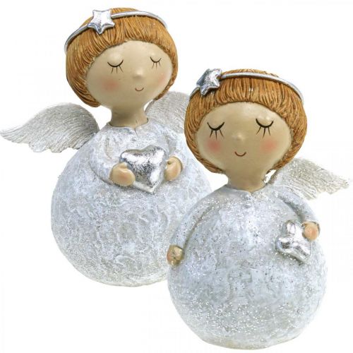 Floristik24 Figura de anjo de natal com estrela/coração H11cm 2pcs