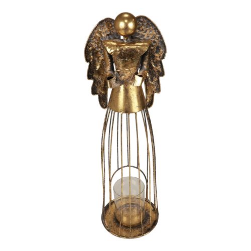 Anjo de Natal Natal, castiçal de metal dourado estilo antigo 52cm