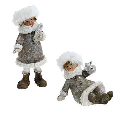 Floristik24 Figura de Natal cinza-branco 13cm 2uds