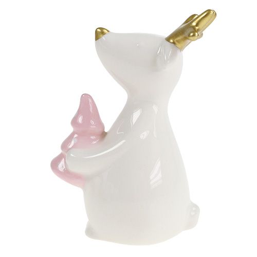 Floristik24 Figura de natal rena branca 11cm, 12cm 2uds