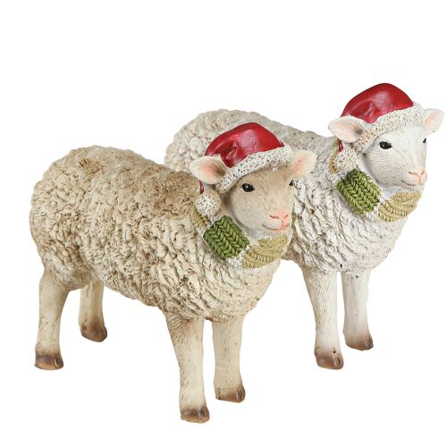 Floristik24 Figuras de Natal ovelhas com chapéu e lenço C16cm 2 peças