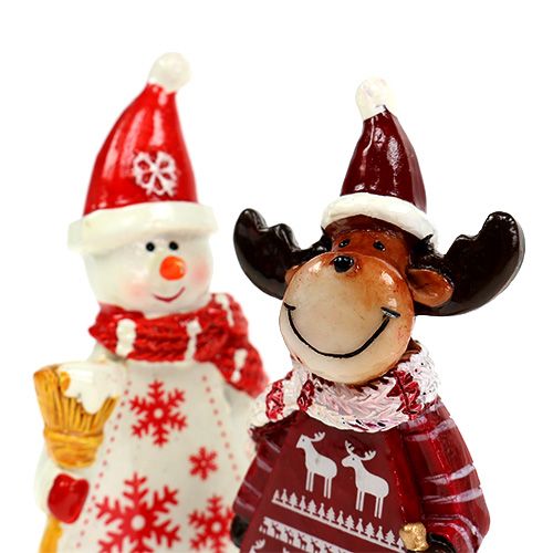 Floristik24 Alces de figuras de Natal, tipo boneco de neve. 9cm 2pcs