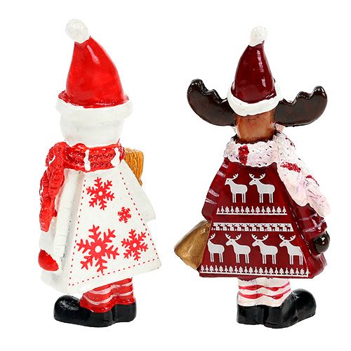 Floristik24 Alces de figuras de Natal, tipo boneco de neve. 9cm 2pcs