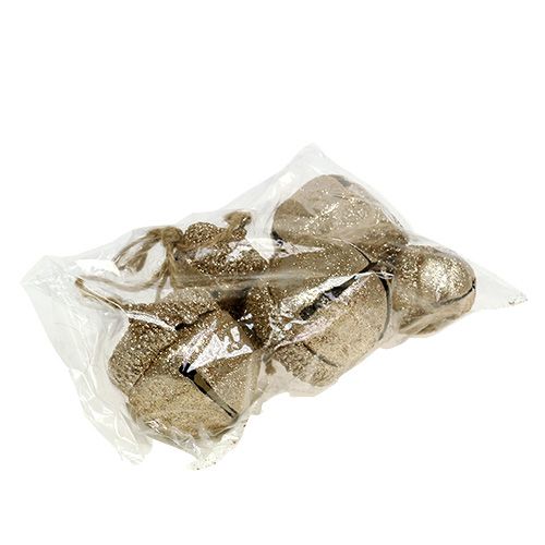 Floristik24 Bolotas de cabide decorativo 3cm-5cm champanhe L16cm 3pcs