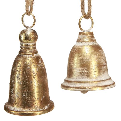 Floristik24 Sino de Natal dourado estilo antigo Alt.13/18cm 2 unidades