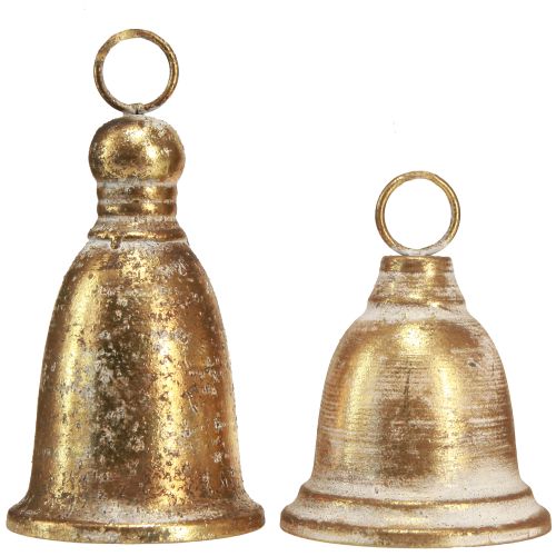 Floristik24 Sino de Natal dourado estilo antigo Alt.13/18cm 2 unidades