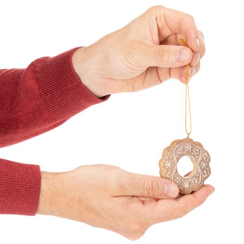 Enfeites de Natal, estilo biscoito de gengibre, com aparência de glacê, quebra-nozes, estrela, árvore, guirlanda, 6 cm, 4 peças | Floristik24.pt