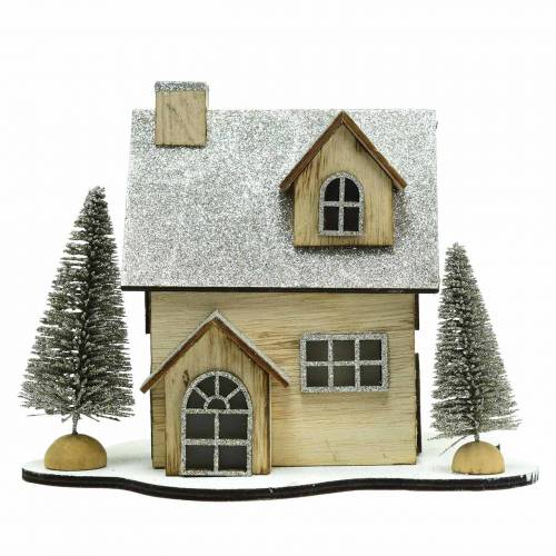 Floristik24 Casa de Natal com iluminação LED natural, madeira brilhante 20 × 17 × 15cm