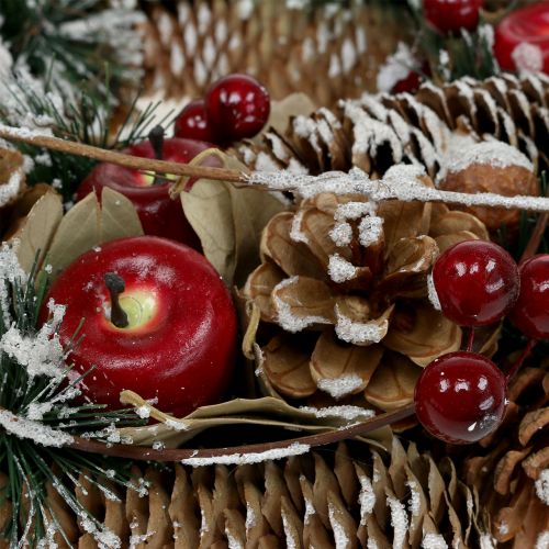 Floristik24 Guirlanda de Natal com frutas decorativas nevadas em Ø33cm