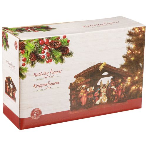 Itens Presépio de Natal com figuras e LED pintado à mão 23×14cm