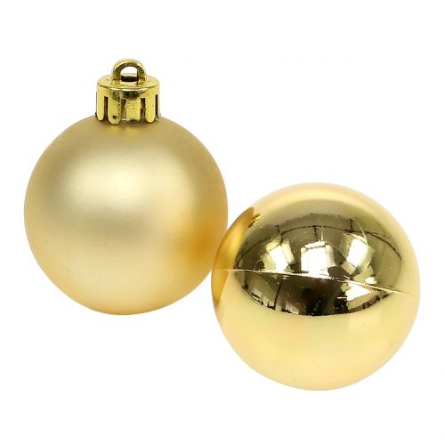 Floristik24 Bola de Natal dourada pequena Ø4cm 16 unidades