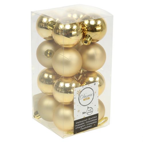 Floristik24 Bola de Natal dourada pequena Ø4cm 16 unidades