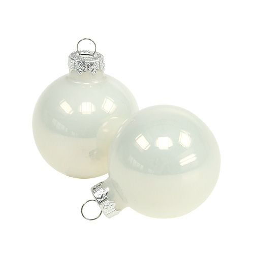 Floristik24 Bola de Natal Ø4cm branca brilhante 24 unidades