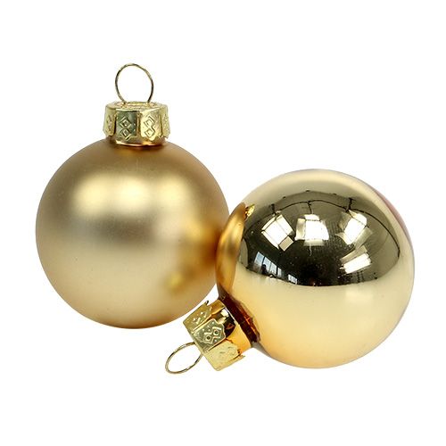 Bola de Natal 4cm ouro brilhante/vidro fosco 24 unidades