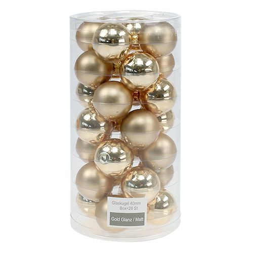 Itens Bola de Natal 4cm ouro brilhante/vidro mate 24 un